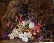 unknow artist, Floral, beautiful classical still life of flowers.076